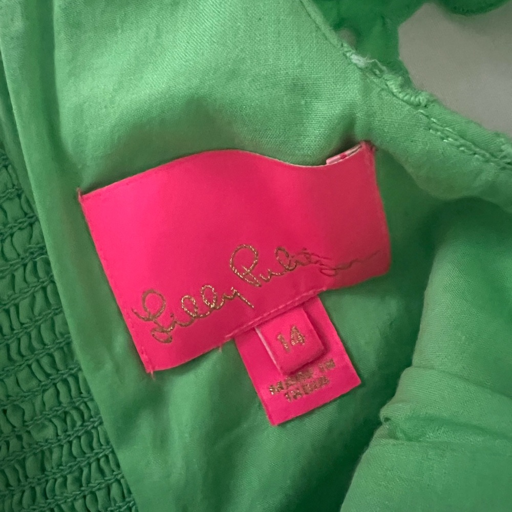 Lilly Pulitzer Bright Green Eyelet Ruffle Midi Dress - Picture 3 of 5